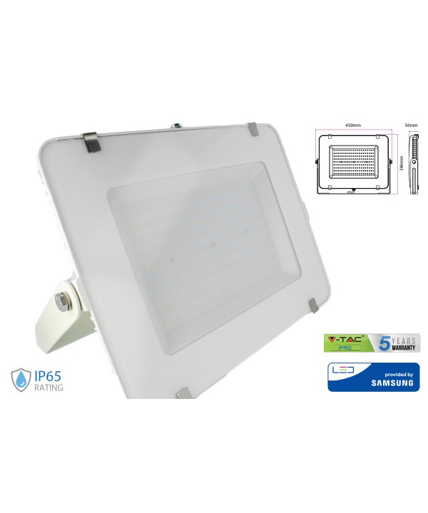 Faro Led Flood Light 200W IP65 Bianco Neutro Super Slim 56mm Carcassa Bianca Samsung Garanzia 5 Anni SKU-420