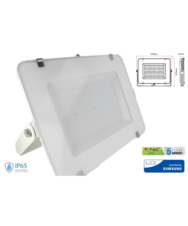 Faro Led Flood Light 300W IP65 Bianco Neutro Super Slim 55mm Carcassa Bianca Samsung Garanzia 5 Anni SKU-10033