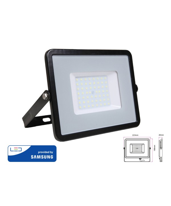Faro Proiettore Led Flood Super Slim 50W Bianco Neutro Carcassa Nera Chip Samsung Garanzia 5 Anni SKU-21407