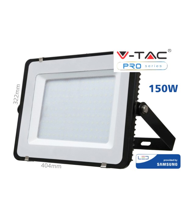 Faro Led Flood Light 150W IP65 Bianco Freddo 6400K Super Slim 52mm Carcassa Nera Samsung Garanzia 5 Ann SKU-477