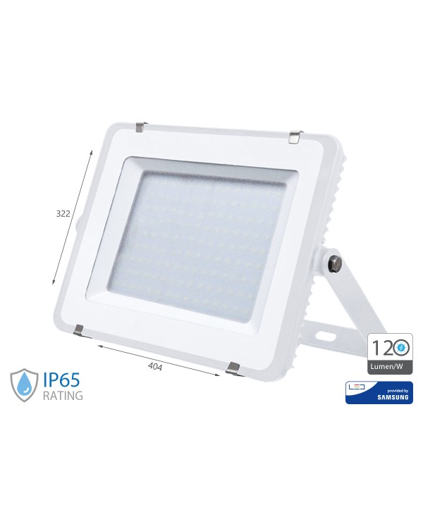 Faro Led Flood Slim Alta Luminosita 120lm/W 150W 18000lm Neutro 4000K Carcassa Bianca IP65 Chip Samsung SKU-774