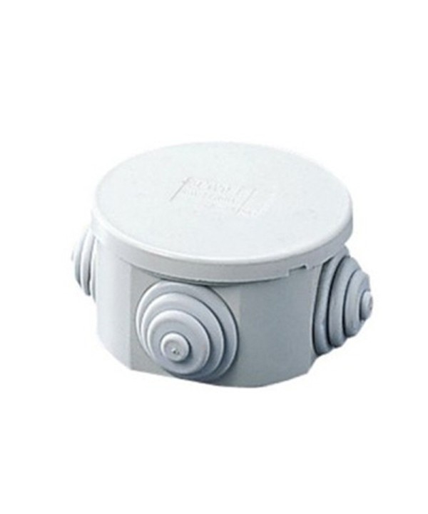 Scatola Di Derivazione Da Parete Con Passacavi Stagna IP44 Tonda D. 65X35mm Coperchio A Pressione