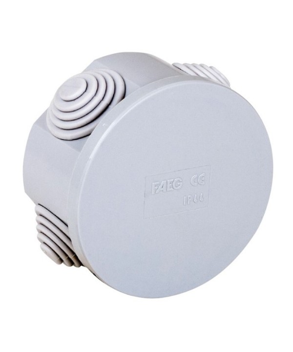 Scatola Di Derivazione Da Parete Con Passacavi Stagna IP44 Tonda D. 80X40mm Coperchio A Pressione