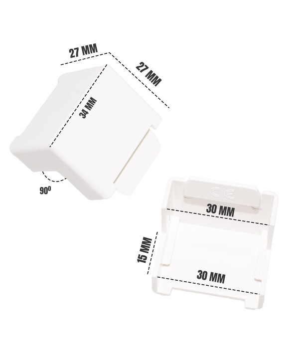 2 PZ Angolo Esterno Connettore Angolare Per Canaline Passacavi 30X10mm Made In Italy