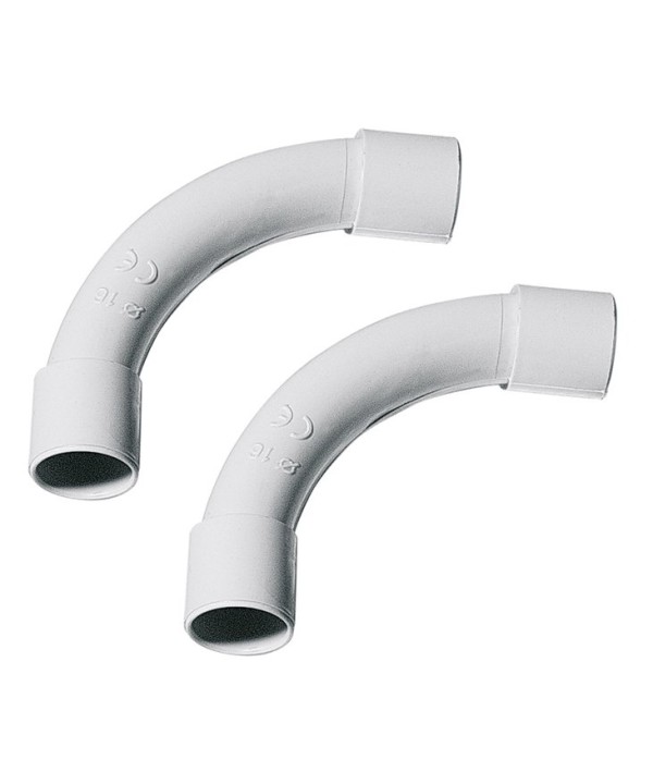 2 PZ Raccordo Tubo a Tubo Curva Semplice 90° Per Tubo Rigido Diametro 16mm IP40 Made In Italy