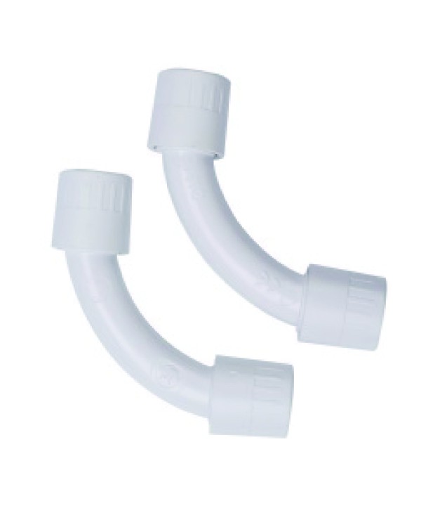 2 PZ Raccordo Tubo a Tubo Curva Semplice 90° Per Tubo Rigido Diametro 20mm IP40 Made In Italy