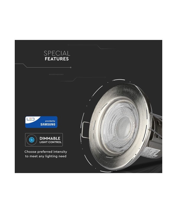 Faretto Led da Incasso Dimmerabile 5W 3000K Colore Nichel Satinato IP65 Resistente al Fuoco Senza Driver SKU-8173