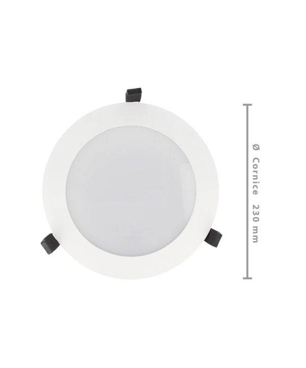 Lampada Faro Led Incasso Da Soffitto 38W Bianco Caldo Rotondo Per Negozio Diametro 230mm IP44