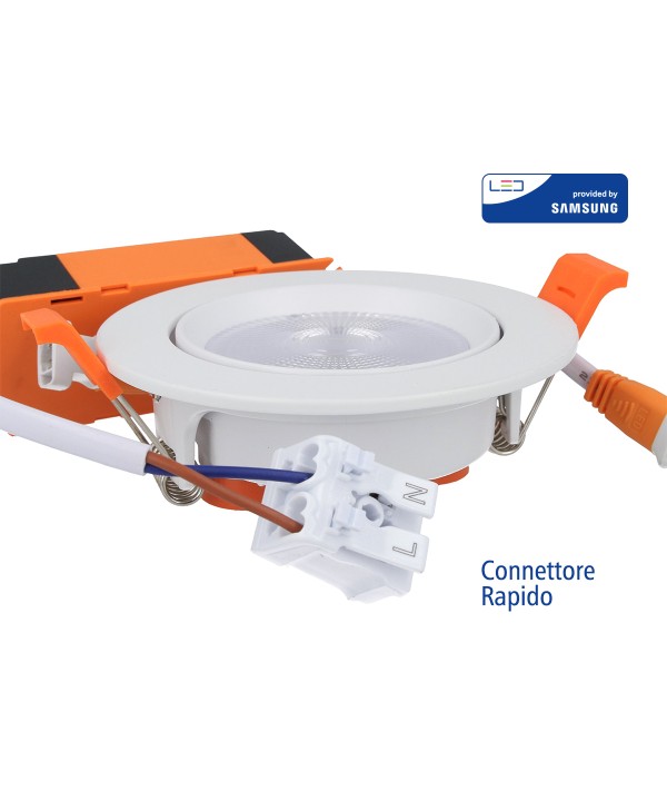 Faretto Led Da Incasso Orientabile 10W Cob Freddo 6400K Diametro 95mm Foro 80mm Chip Samsung SKU-21841