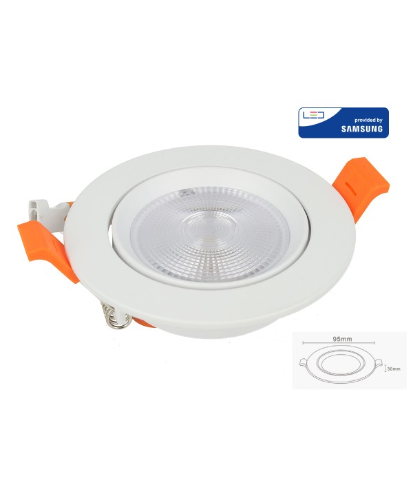 Faretto Led Da Incasso Orientabile 10W Cob Caldo 3000K Diametro 95mm Foro 80mm Chip Samsung SKU-21839