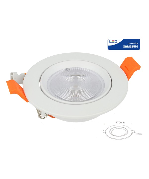 Faretto Led Da Incasso Orientabile 20W Cob Freddo 6400K Diametro 170mm Foro 145mm Chip Samsung SKU-21844