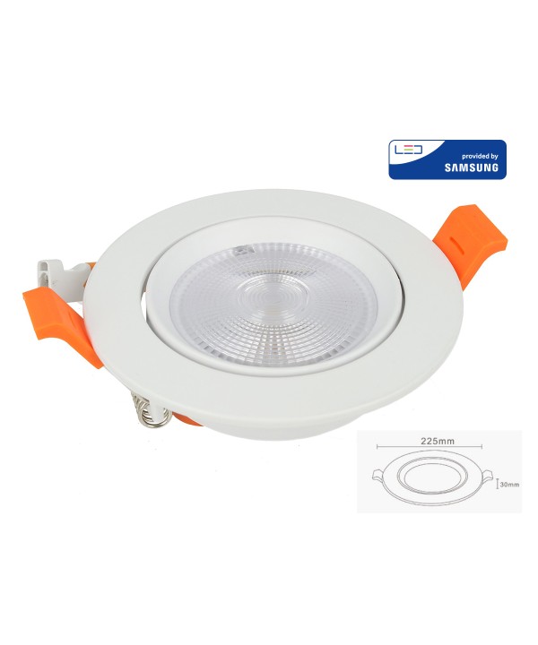Faretto Led Da Incasso Orientabile 30W Cob Freddo 6400K Diametro 225mm Foro 195mm Chip Samsung SKU-21832