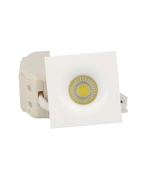 Mini Faretto Led Da Incasso Quadrato 3W Bianco Caldo 38 Gradi