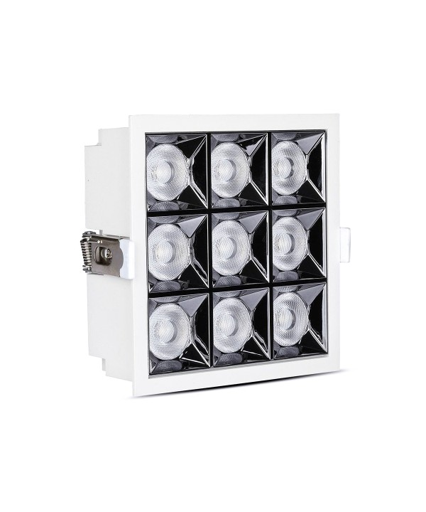 Faretto Led Da Incasso Quadrato 9X4W Caldo 2700K UGR<19 Riflettore 38° CRI>90 Chip Samsung SKU-999