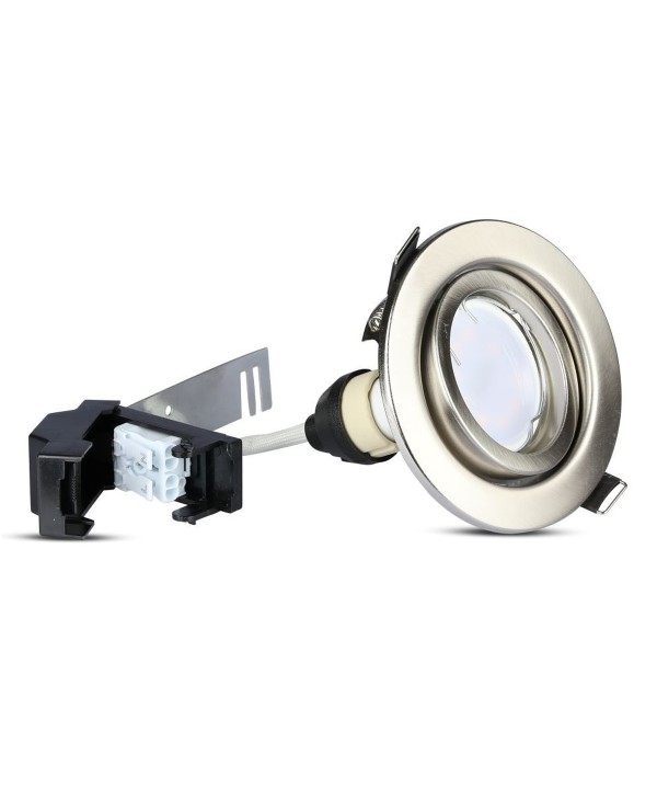 3 PZ Faretti Led da Incasso Rotondo Orientabile 5W Carcassa Nichel Satinato 4500K Neutro Compreso Lampada GU10 Sostituibile SKU-8885