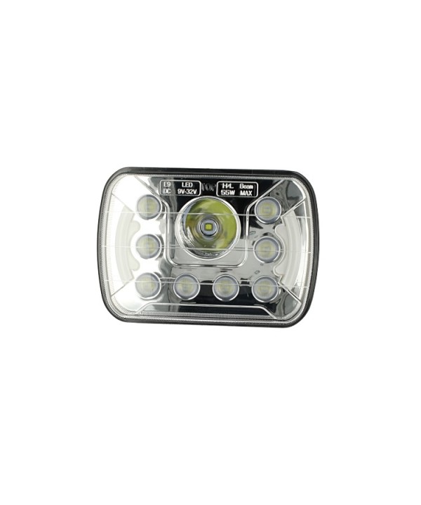 Faro Led Truck Headlight Rettangolare 7 Pollici 55W 12V 24V Per Camion Con Luci Diurne DRL Led Omologato E9