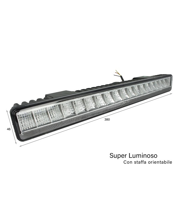 Barra Fanale Led Driving Light Slim Con Luci Diurne 54W 380mm 9V-32V IP67 Per Fuoristrada Jeep SUV Camper