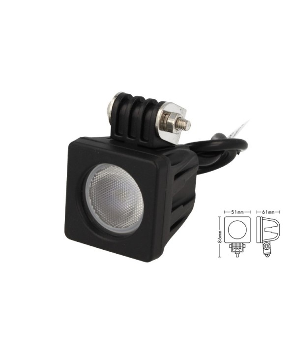 Fanale Quadrato Luci Diurne A Led Work Light Faro Da Lavoro 12V 24V Cob 10W Cree IP67 Bianco