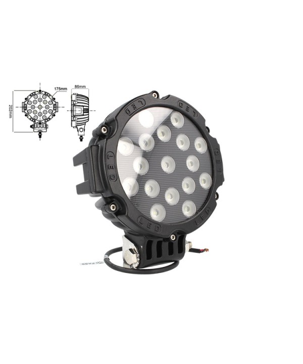 Faro Led Supplementare Profondita 12V 24V 51W Rotondo Super Luminoso Luce Beam