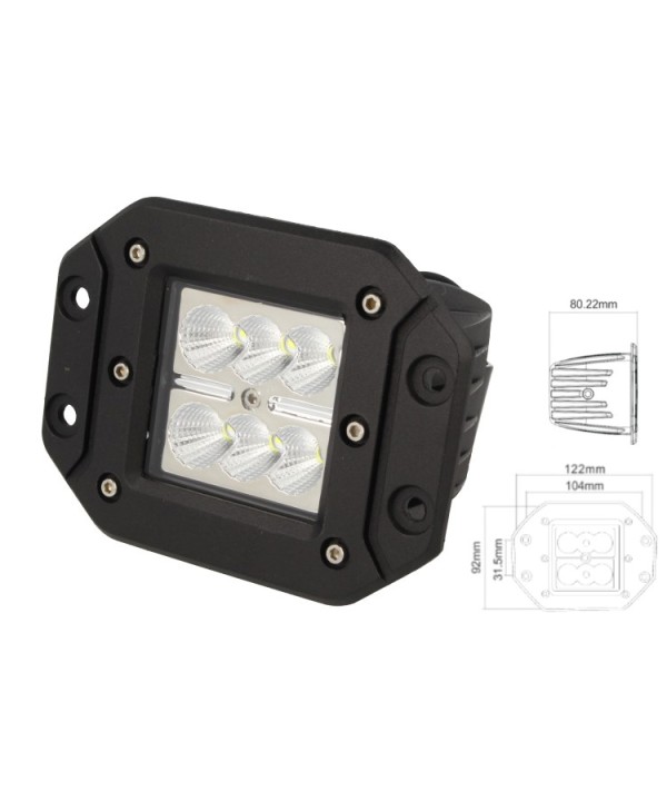 Fanale Luci Diurne A Led DRL Work Light Faro Da Lavoro Rettangolare 12V 24V 24W (6X4W) IP67 Bianco