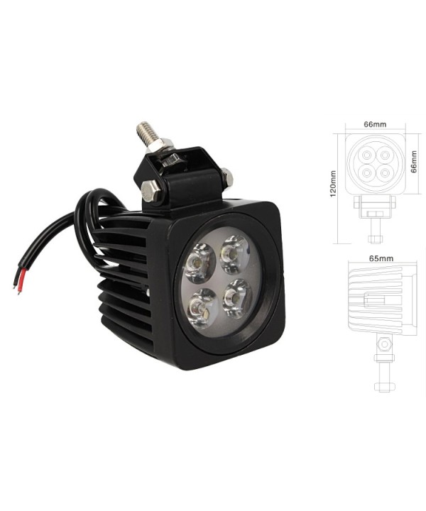 Fanale Quadrato Luci Diurne A Led Work Light Faro Da Lavoro 12V 24V 12W (4X3W) IP67 Bianco