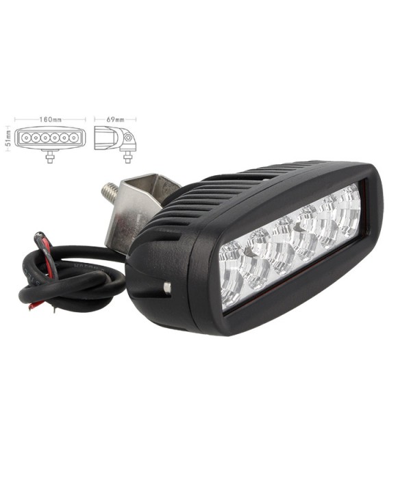 Fanale Luci Diurne A Led DRL Work Light Faro Da Lavoro 12V 24V 18W (6X3W) IP67 Bianco