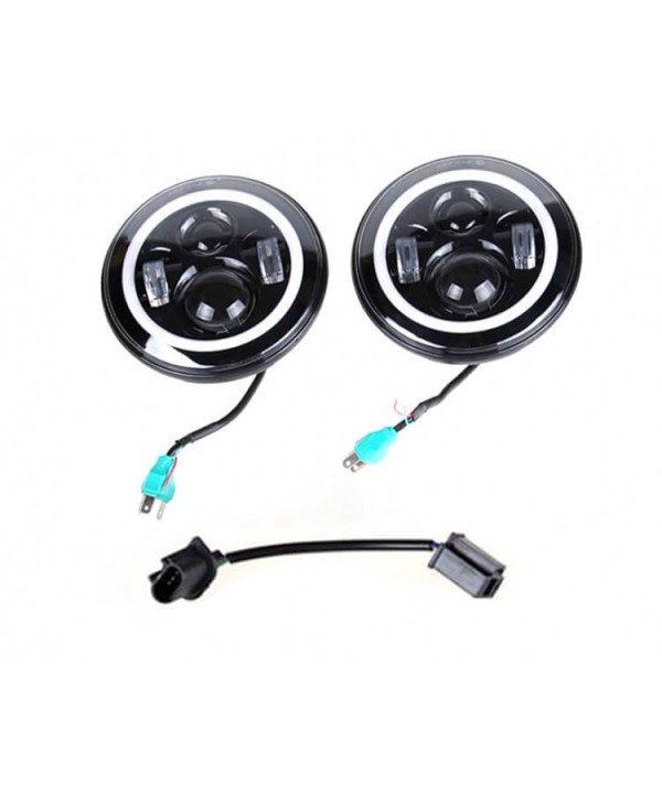 Coppia Faro Led Rotondo 7 Pollici Con DRL Angel Eyes Per Jeep Wrangler JK TJ Harley Davidson FJ Benz G55 Suzuki Jimny Land Rover Defender