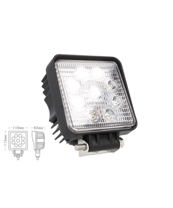 Faro di Profondita Led Quadrato 12V 24V 27W