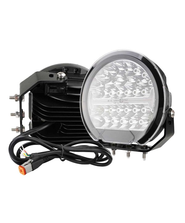Faro Led Fuoristrada Rotondo 9'' 150W 15000LM + DRL Bianco 5W + Luce SOS Arancione 5W 12V 24V IP67 6000K Omologato E-Mark