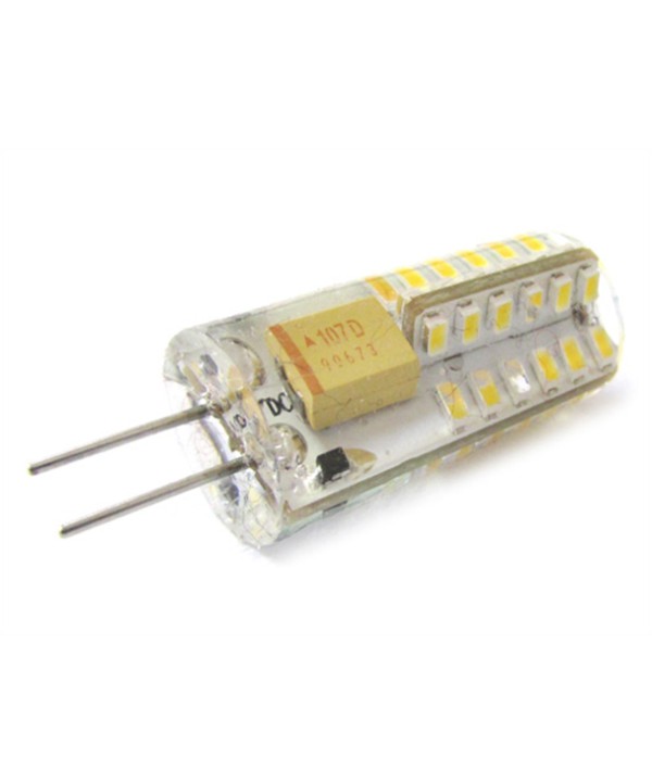 Lampadina LED Bispina G4 48 SMD 3014 DC 12V 3W 360 Gradi Con Silicone Bianco Neutro 4200K