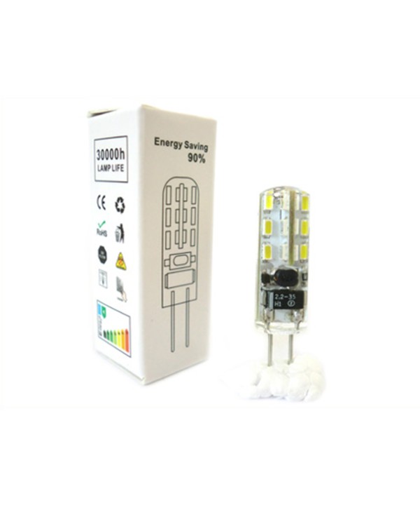 Lampada LED Bispina G4 Con Silicone 24 SMD 3014 DC/AC 12V Bianco Caldo Senza Cambiare Trasformatore