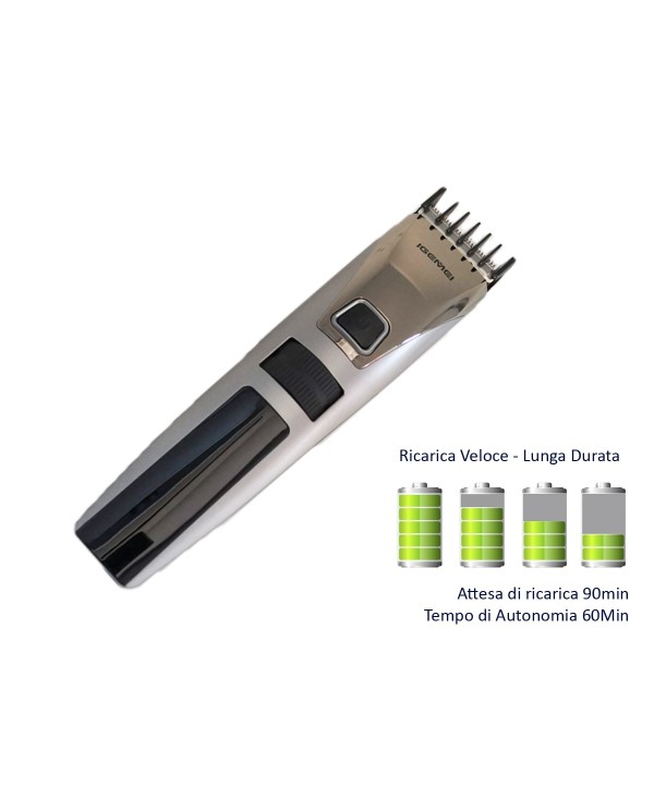 GEMEI GM-802 Tagliacapelli Elettrico Professionale Display Batteria Litio Ricarica Veloce