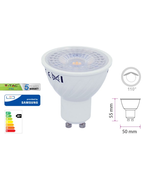Lampada Led GU10 6,5W=60W 220V 110 Gradi Bianco Neutro 4000K Chip Samsung Garanzia 5 Anni SKU-21193