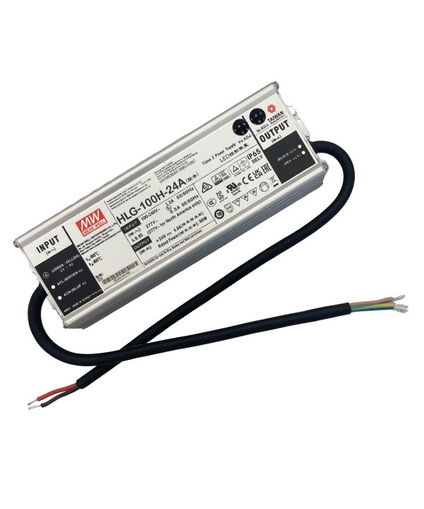 Meanwell HLG-100H-24A Alimentatore Led Driver CC CV 96W 24V 4A IP67 Input 220V 110V