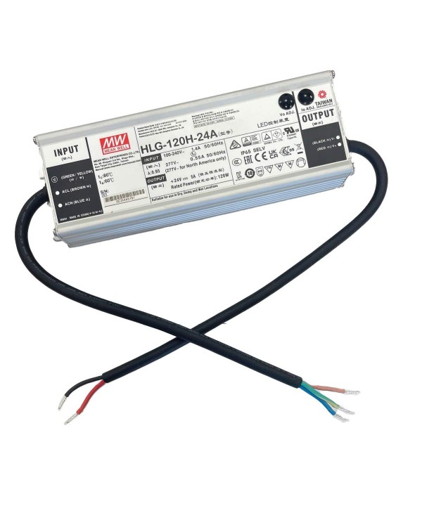 Meanwell HLG-120H-24A Alimentatore Led Driver CC CV 120W 24V 5A IP67 Input 220V 110V