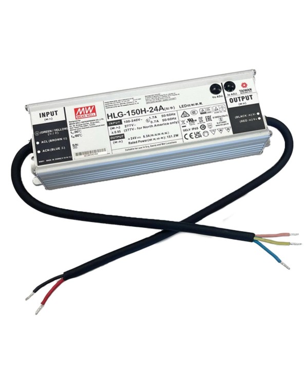 Meanwell HLG-150H-24A Alimentatore Led Driver CC CV 150W 24V 6,3A IP67 Input 220V 110V