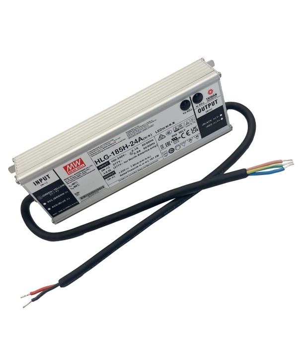 Meanwell HLG-185H-24A Alimentatore Led Driver CC CV 185W 24V 7,8A IP67 Input 220V 110V