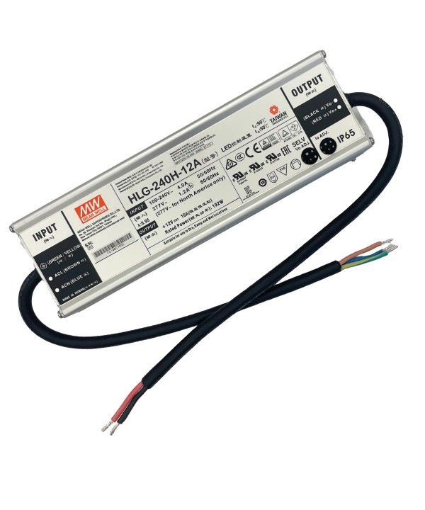 MeanWell HLG-240H-12A Alimentatore Led Driver IP67 192W 12V 16A Input 220V e 110V