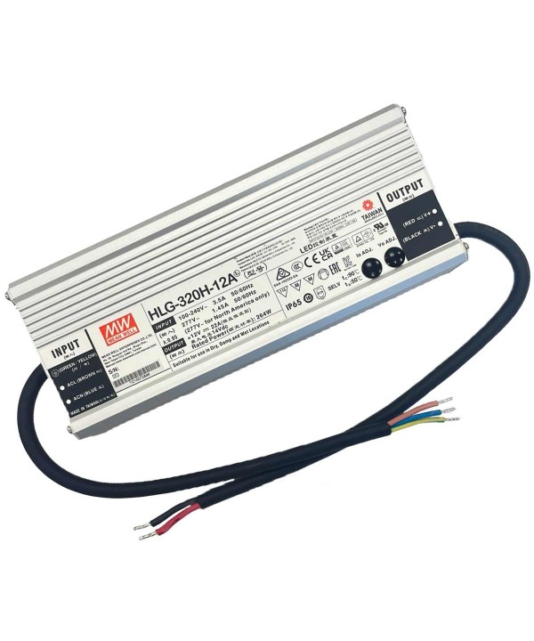 MeanWell HLG-320H-12A Alimentatore Led Driver CV CC IP67 264W 12V 22A Input 220V e 110V