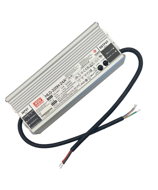 MeanWell HLG-320H-24A Alimentatore Led Driver CV CC IP67 320W 24V 13,34A Input 220V e 110V