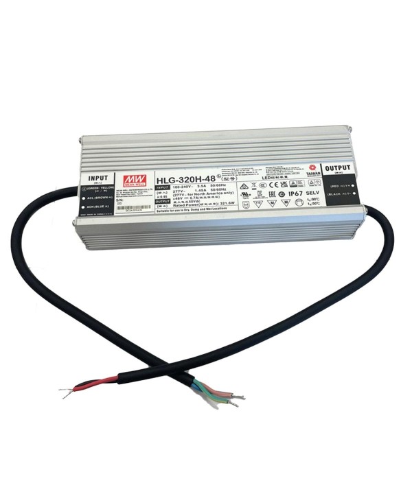 MeanWell HLG-320H-48 Alimentatore Led Driver CV CC IP67 320W 48V 6,7A Input 220V e 110V