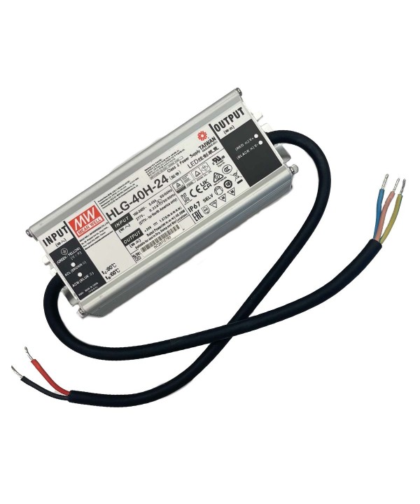 MeanWell HLG-40H-24 Alimentatore Led Driver CV CC IP67 40W 24V 1,67A Input 220V e 110V