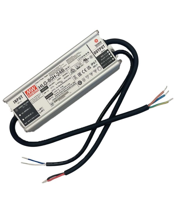MeanWell HLG-80H-24B Alimentatore Led Driver CV CC IP67 Dimmerabile 80W 24V 3,4A Input 220V e 110V