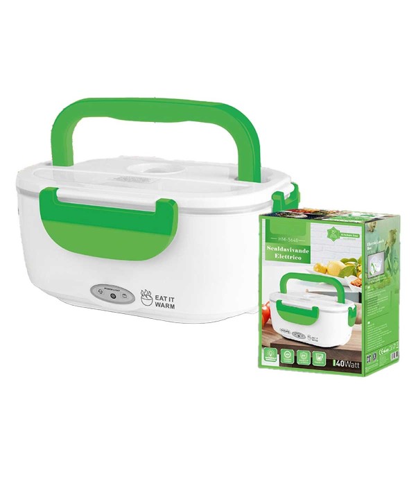 Scaldavivande Elettrico 1.1L 40W Riscalda Porta Pranzo Lunchbox con Contenitori Staccabili Verde