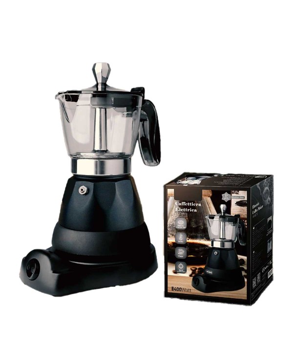 Caffettiera Elettrica a 3 Tazze 400W Macchina da Caffe Elettrica con Base Rotazione a 360 Mantiene Calore fino 30min