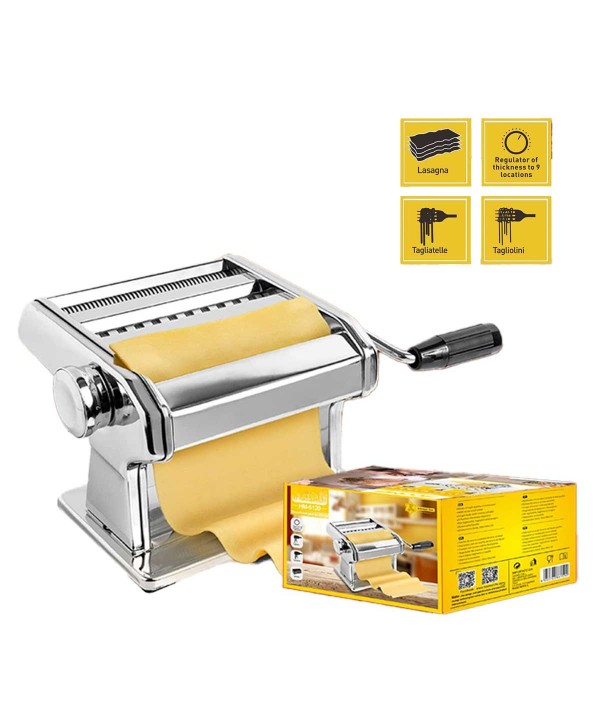 Macchina per Pasta con Trafile Staccabili Rulli in Acciaio Regolabile 9 Spessore Perfetto per Lasagne Tagliatelle e Tagliolini SKU 5120