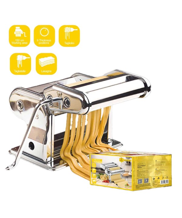 Macchina per Pasta con Trafile Staccabili Rulli in Acciaio Regolabile 9 Spessore Perfetto per Lasagne Tagliatelle e Tagliolini SKU 5125
