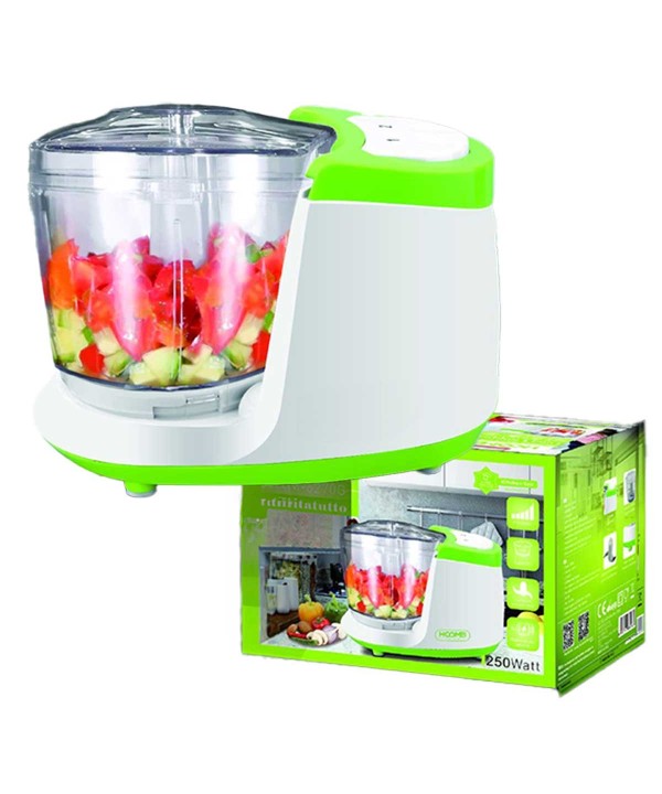Tritatutto da Cucina Elettrico a Doppia Lame in Acciaio Inox 250W con 2 Velocita Vassoio in Vetro Temperato Capacita 400ml Verde