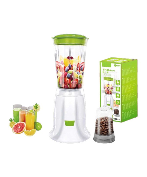Frullatore Maccinacaffe 2 in 1 Capacita 400mL 170W con Lame in Acciaio Inox Base Antiscivolo Colore Verde