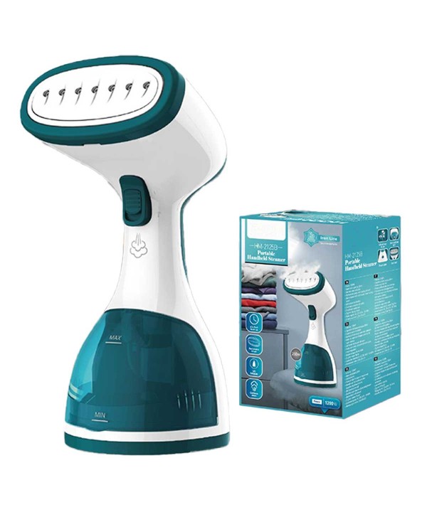 Stiratrice Verticale a Vapore Piastra in Acciaio Inox Riscaldamento Rapido 1200W Con Pulsante a Vapore in Continuo Serbatoio Acqua 260mL Blu